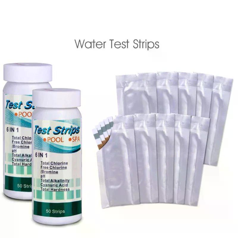 Water Testing Kit - 50 قطعة/زجاجة، شرائط اختبار الكلور والـPH