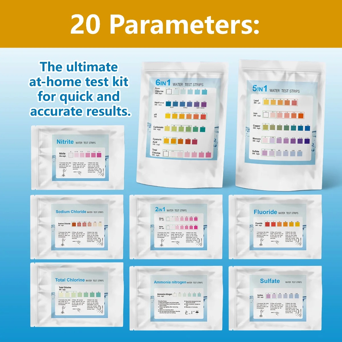 شرائط اختبار المياه YAGO 20 في - مراجعة Water Testing Kit وسعره